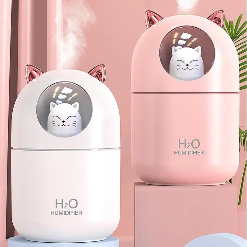 300ml Essential Oil Diffuser Cat Shape Usb Desktop Humidifier With Night Light For Plants Office Car Baby Room