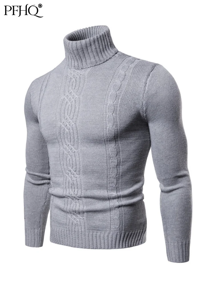 

Мужская водолазка PFHQ, новинка сезона осень-зима 2002, модный Повседневный пуловер с высоким воротником, Удлиненная рубашка, жаккардовый вязан...