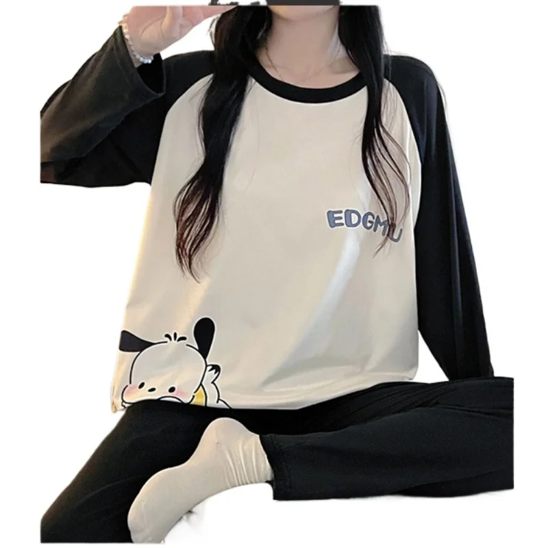 Новинка Осенняя Пижама Sanrio Pacha с длинными рукавами Женский пуловер милая и