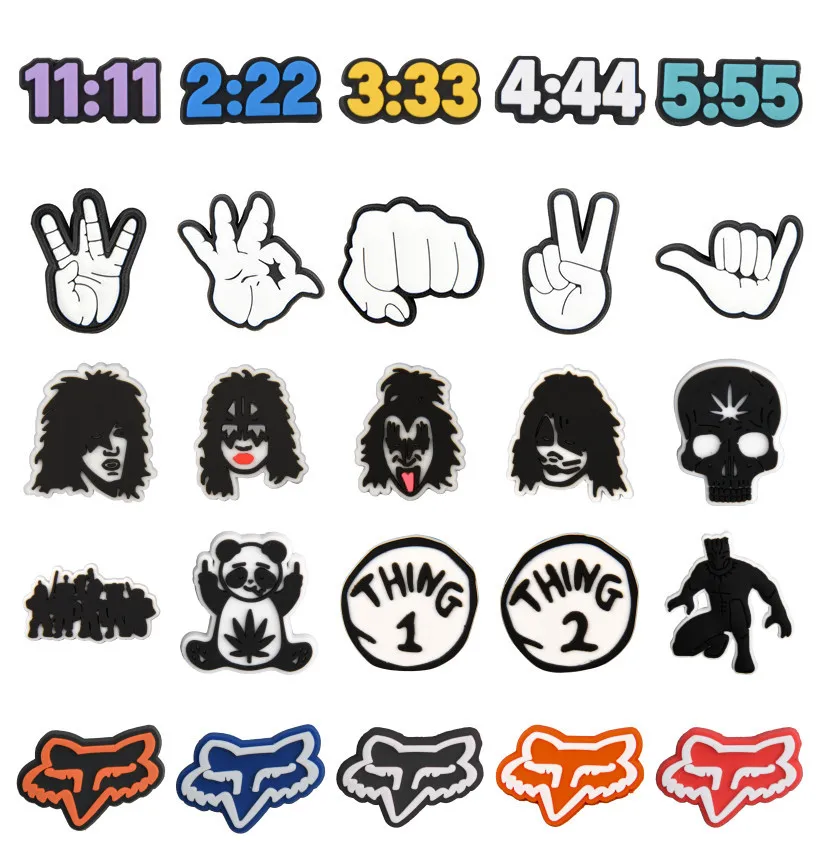 New Hot Sale Horror Croc Charms Skeleton Gesture Shoe Decoration Croc Accessories jibz Buckle for Kids Party Xmas Gifts