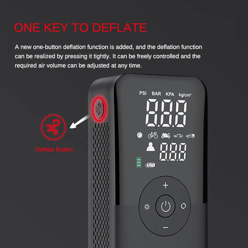 Воздушный компрессор 90 PSI портативный Электрический насос для колес с цифровым