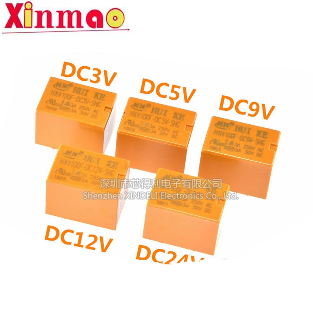 

Реле Huike hk4100f-dc3v 5V 9V 12V 24v-shg 3A 6-контактное реле 4100, 2 шт.