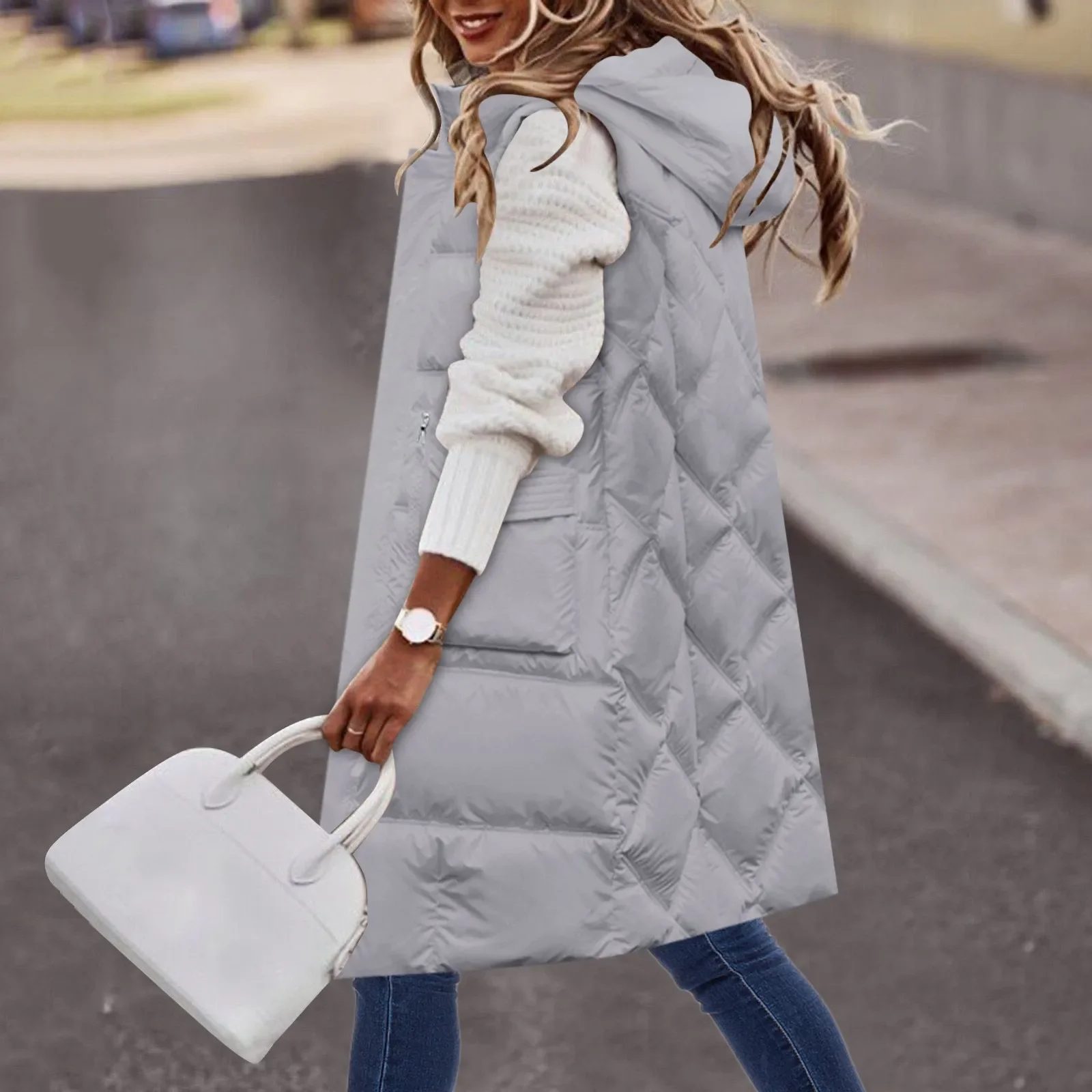 

Женская свободная зимняя однотонная куртка с капюшоном, однотонная кофта, кардиган средней длины, теплая хлопковая куртка, Свободный Топ