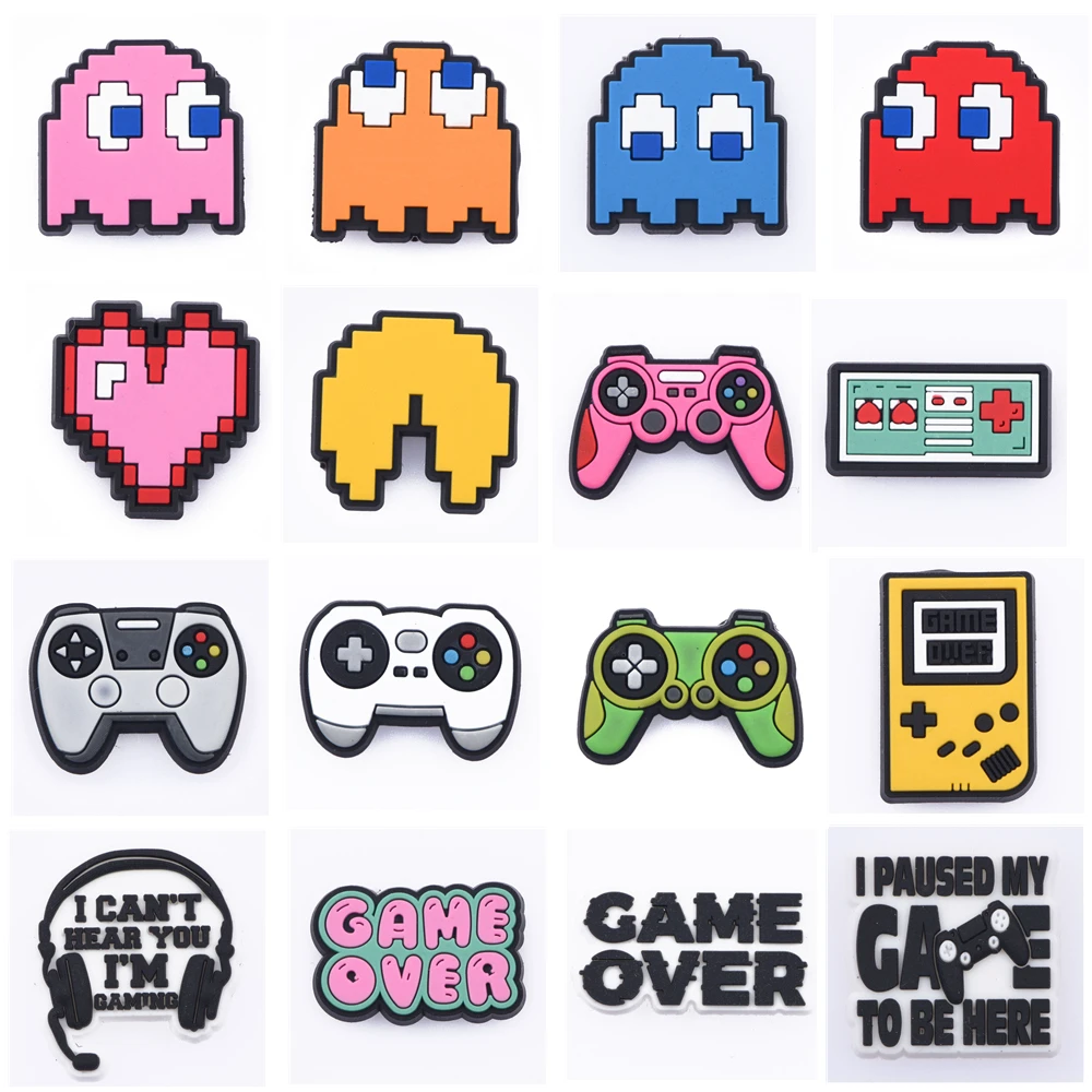 

Game Over Video Game Shoes Charms for Croc Old School Game Cassette Controller Shoes Accessories Wristbands Decoration JIBZ