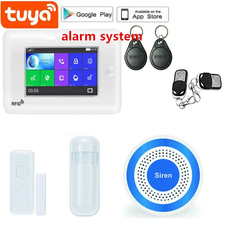 WIFI+4G Home Security Alarm System With Wireless Motion Sensor Detector Burglar Alarm For Tuya SmartLife APP Garden Home Alarm