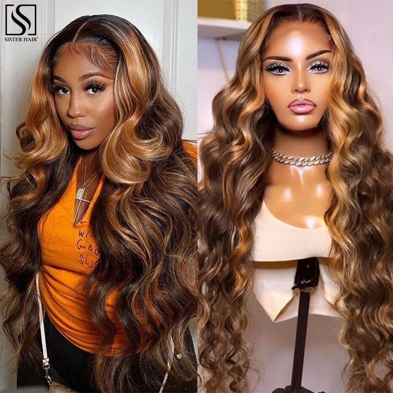 Highlight Wig Human Hair 13x4  Body Wave  Lace Front Wig  Pre Plucked Hd Transparent Blonde Lace Front Wig Brazilian Hair Wigs
