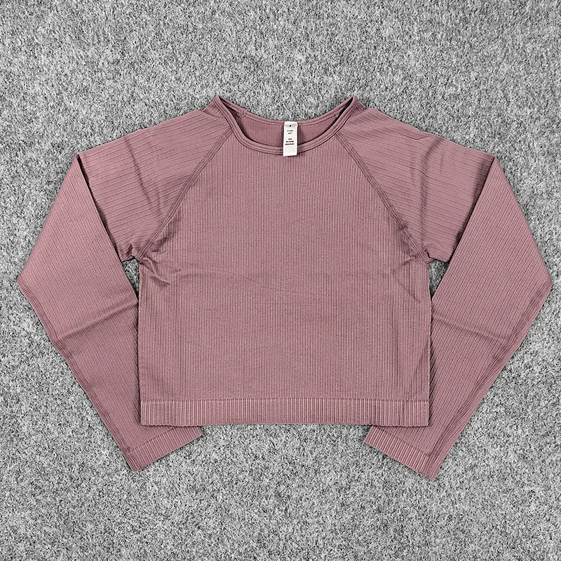 Бесшовная Трикотажная куртка для йоги рубашка с длинным рукавом топ фитнеса бега