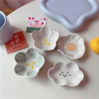 japanese cute flowers clouds smiling face fried egg small sauce bowl tomato sauce small dish kitchen tools