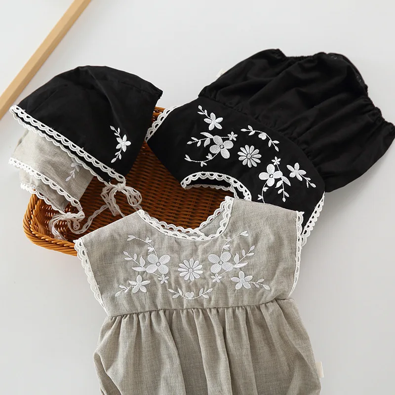Criscky Baby Summer Clothing Cute Toddler Baby Girl Embroidery Bodysuit Jumpsuit Sleeveless Sunsuit Clothes Playsuit Outfits