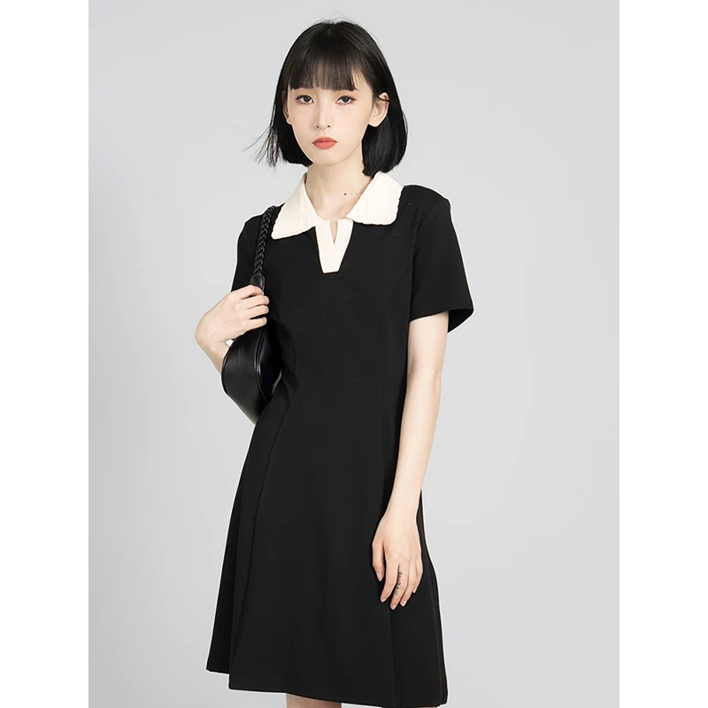 

Женское офисное платье, Элегантное повседневное винтажное платье с коротким рукавом и V-образным вырезом в Корейском стиле, лето 2023