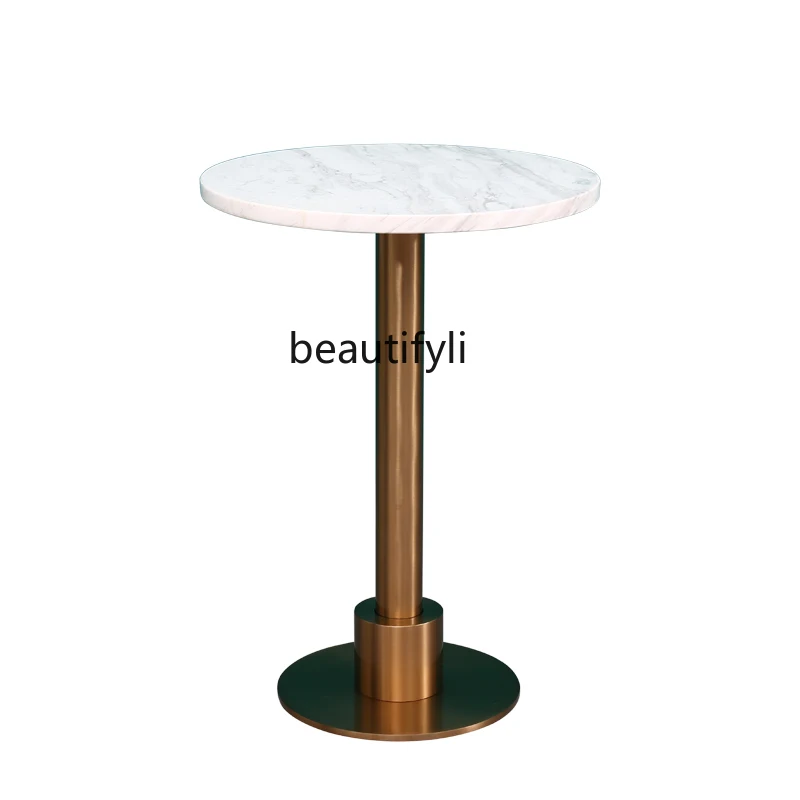 

yj Nordic Marble Tea Table Iron Small Apartment round Table Sofa Side Table Corner Table Small Coffee Table