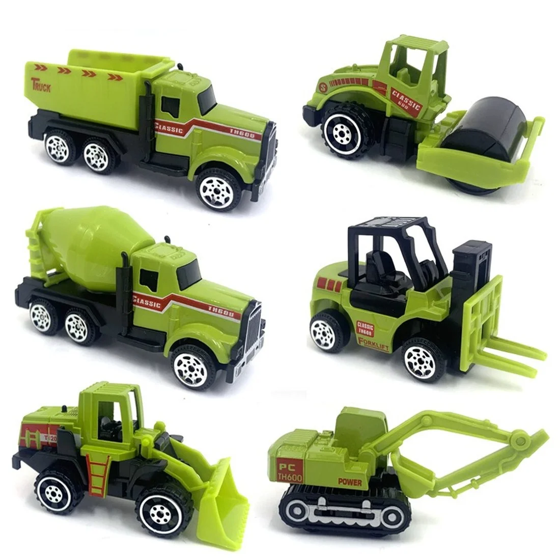 

6pcs Scale 1/64 Metal Alloy Engineering Diecast Car Models Fire Fighting Truck Educational Toys for Boys Children Vehicle Toys