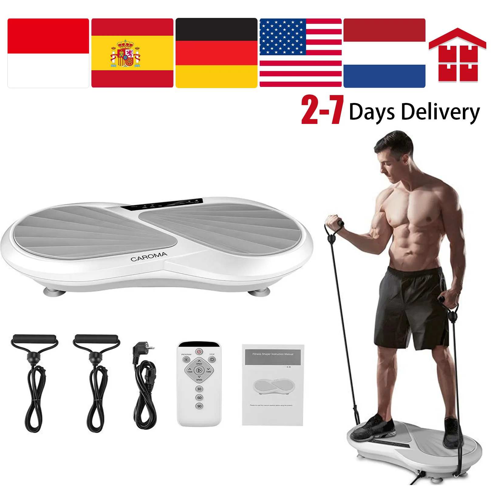 

Exercise Fitness Slim Vibration Machine Weight Loss Whole Body Shaper Platform Shaper with Resistance Bands