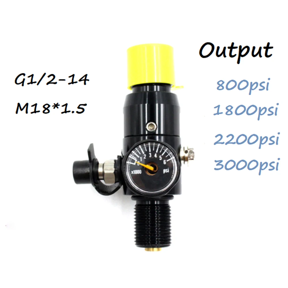 

Paintball PCP 4500psi Regulator Air Compressors HPA Tank Regulator M18*1.5 Inlet Thread Output Pressure 800psi/1800psi/2200psi