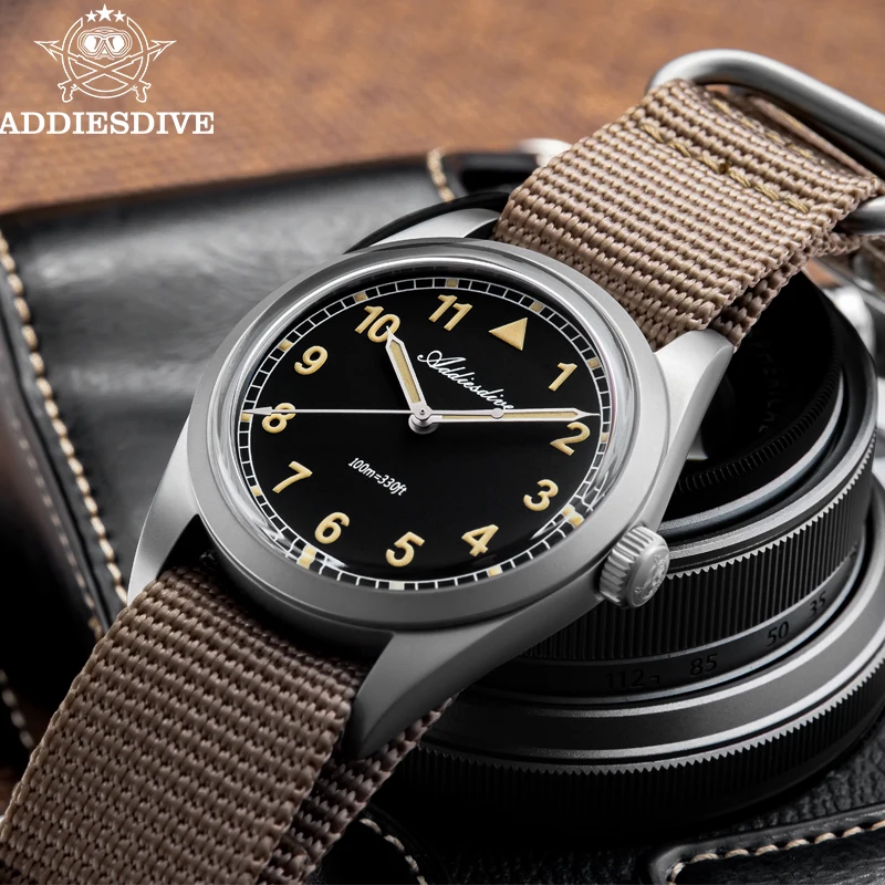 ADDIESDIVE кварцевые часы для мужчин 36 мм ретро AR покрытие пузырьковое стекло AD2079