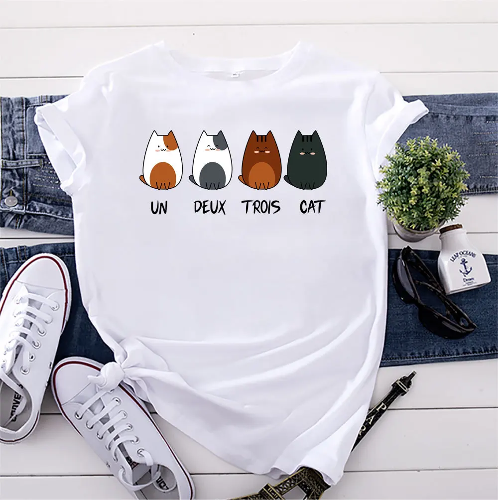 

Летняя Хлопковая женская футболка с рисунком фотокошки, футболка с коротким рукавом и графическим рисунком, повседневные женские топы с кр...