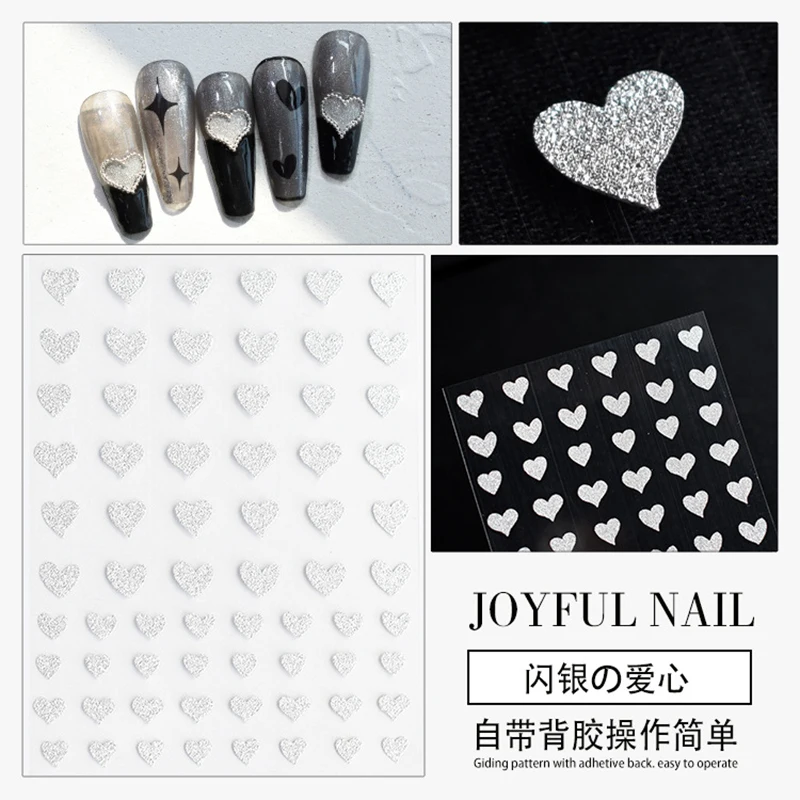 

Nail Art Stickers Flashing Silver Heart Butterfly Bear Star Color Silver Letter Nail Stickers DIY Nail Decal Manicure Decoration