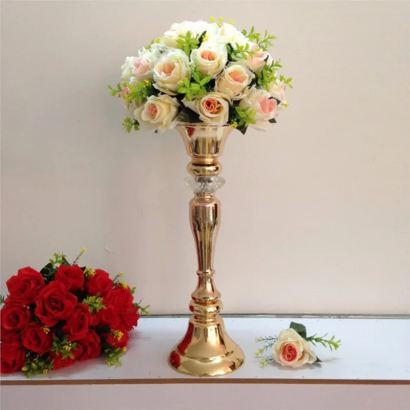 

Gold Wedding Flower Vase Flower Stand Table Centerpiece 49cm Tall 10pcs/lot