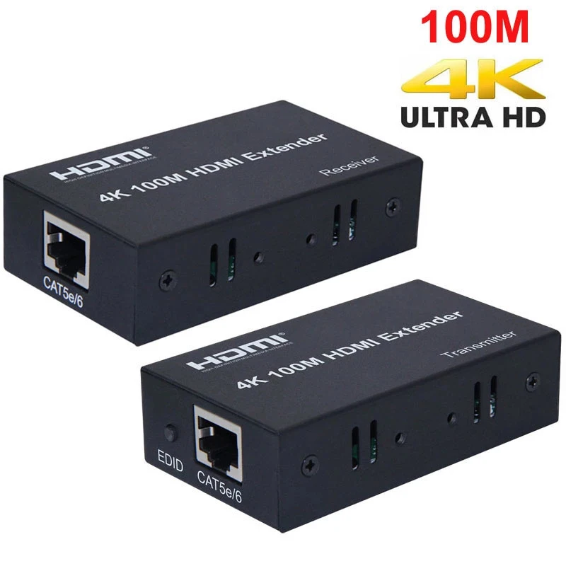 

4K 100M HDMI-compatible Extender Extension Cord Converter via CAT 5e 6 6e Cat5e/6 Cat6 UTP RJ45 LAN Network Card Ethernet Cable