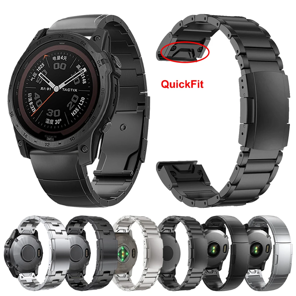 

Ремешок из титанового сплава для наручных часов, быстросъемный металлический браслет для Quatix 7 7X 6 5 3, 26 мм 22 мм