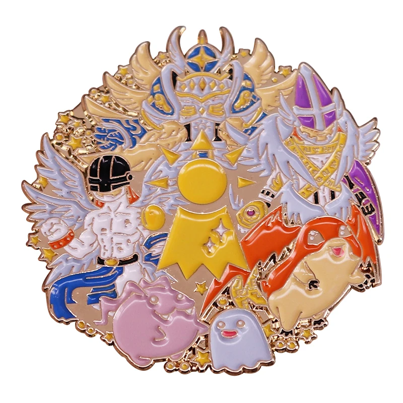 Фото Эмалированная брошь Digimon, Классическая Брошь в виде ручки аниме, булавки для воротника, аксессуары для шляпы, ювелирные изделия №1