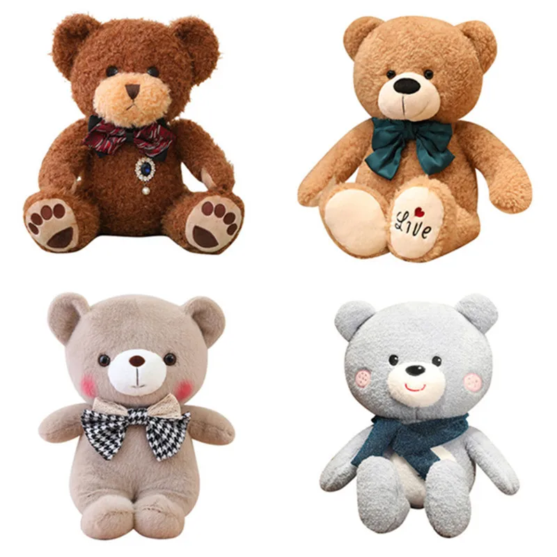 

Классический плюшевый мишка, 4 вида, плюшевые игрушки, милые медведи с бантом, мягкие куклы-животные, Детские Рождественские подарки для девочек на День святого Валентина