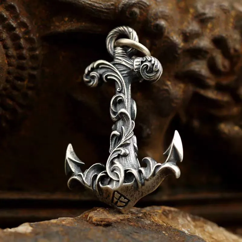 Креативный дизайн Ретро Тан Трава Узор Якорь Подвеска Ожерелье Панк Велоспорт