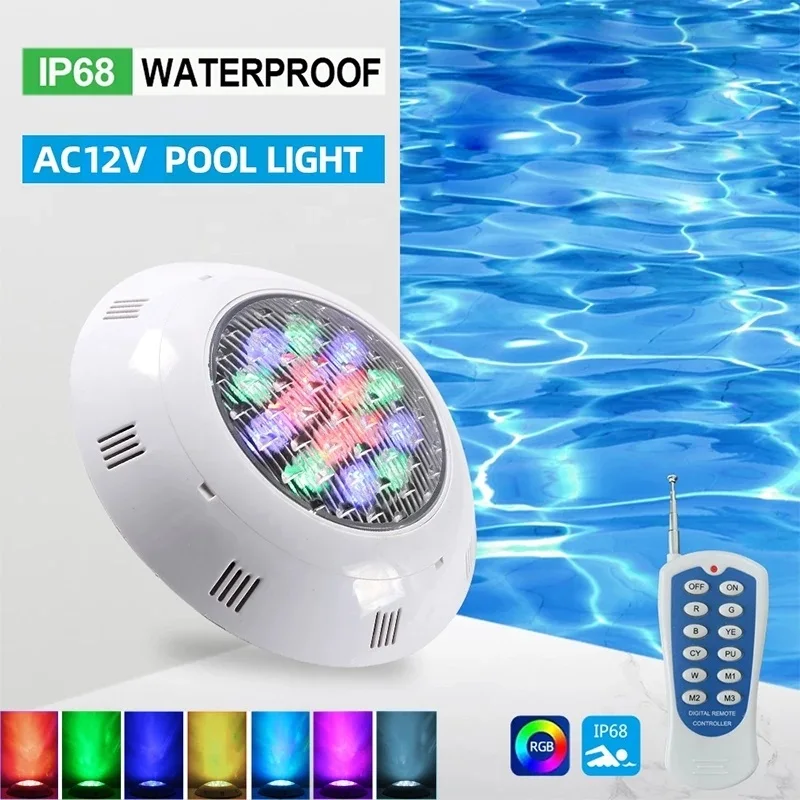 

LED Swimming Pool Light Underwater Lights Colorful RGB IP68 Waterproof Lamps 6W~24W 12V Wireless Remote Control Wall Mounted Led