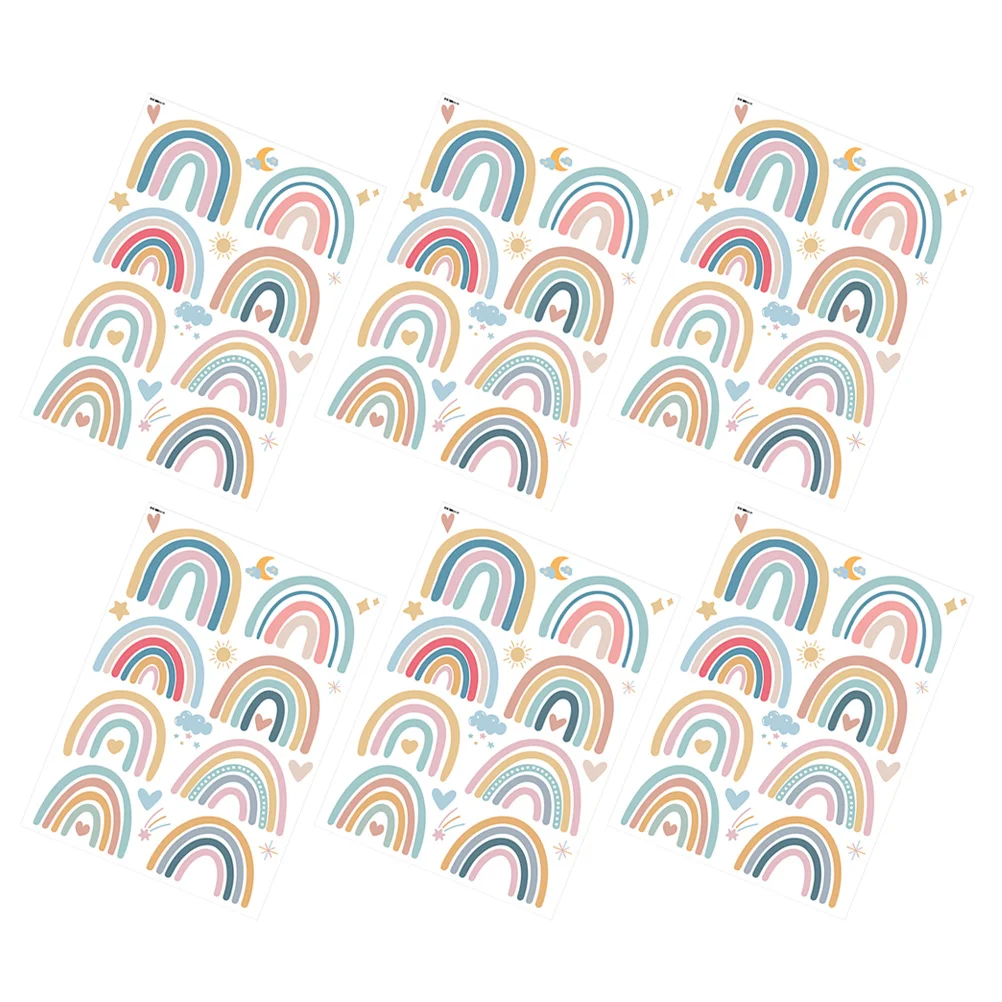 

4 Sheets Rainbow Wall Decals Cartoon Wall Stickers Decorative Decals for Kids Room