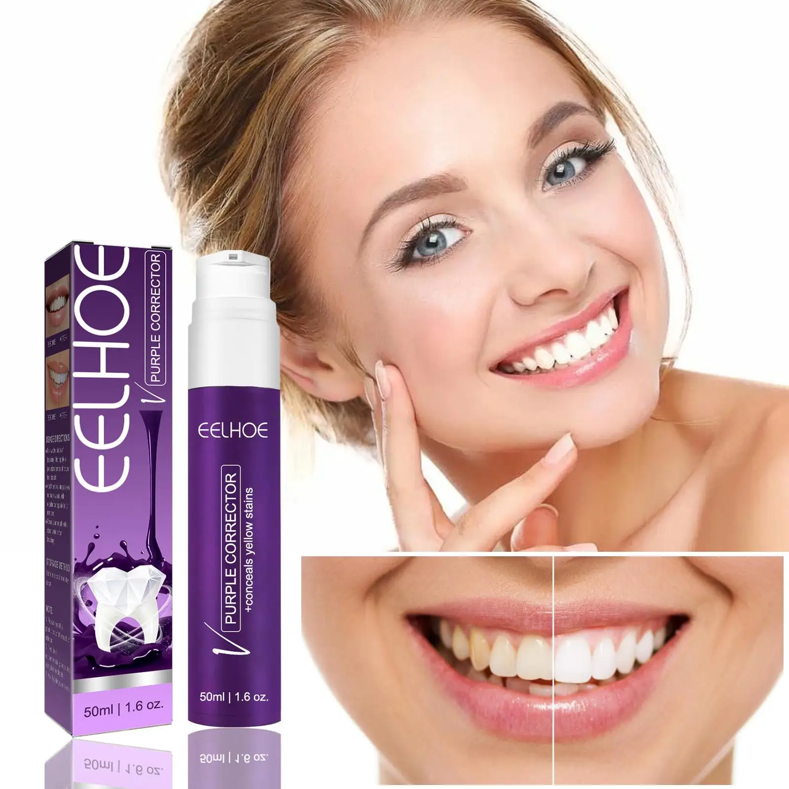 

New Purple Whitening Toothpaste Mousse V34 Color Tooth Correction Whitener Teeth Removes Stains Oral Hygiene Cleaning For A F5N0