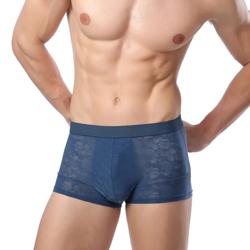 Трусы-боксеры мужские ультратонкие пикантное нижнее белье прозрачные со средней
