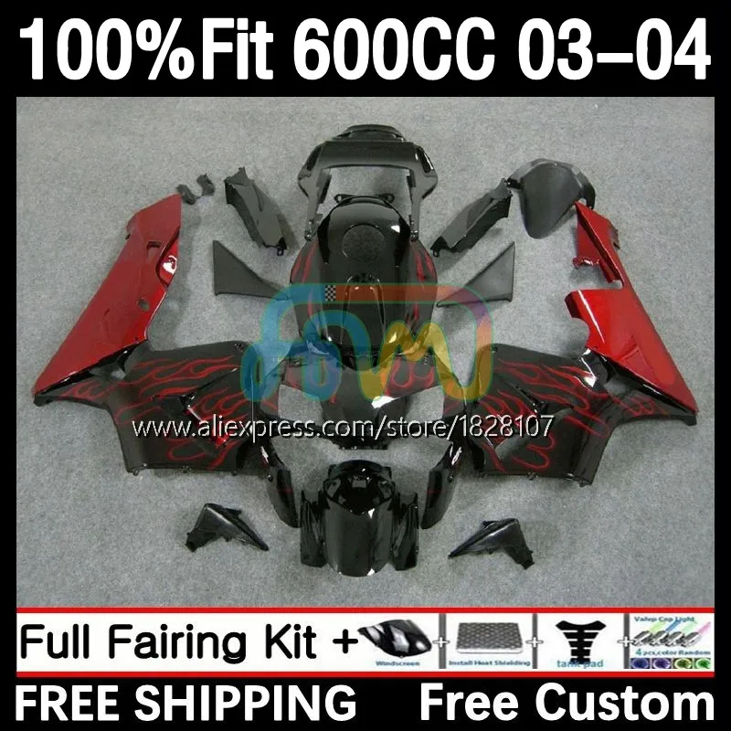 

Red flames OEM Fairing For HONDA CBR 600 CC 600RR 600F5 600CC F5 23No.16 CBR600 RR CBR600RR 03 04 CBR600F5 2003 2004 Injection