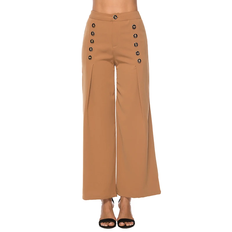 

Women Pants Fashion High Waist Straight Leg Pants Office Lady Joker Buttons Long Trousers 2023 Women Plain Workwear Pants