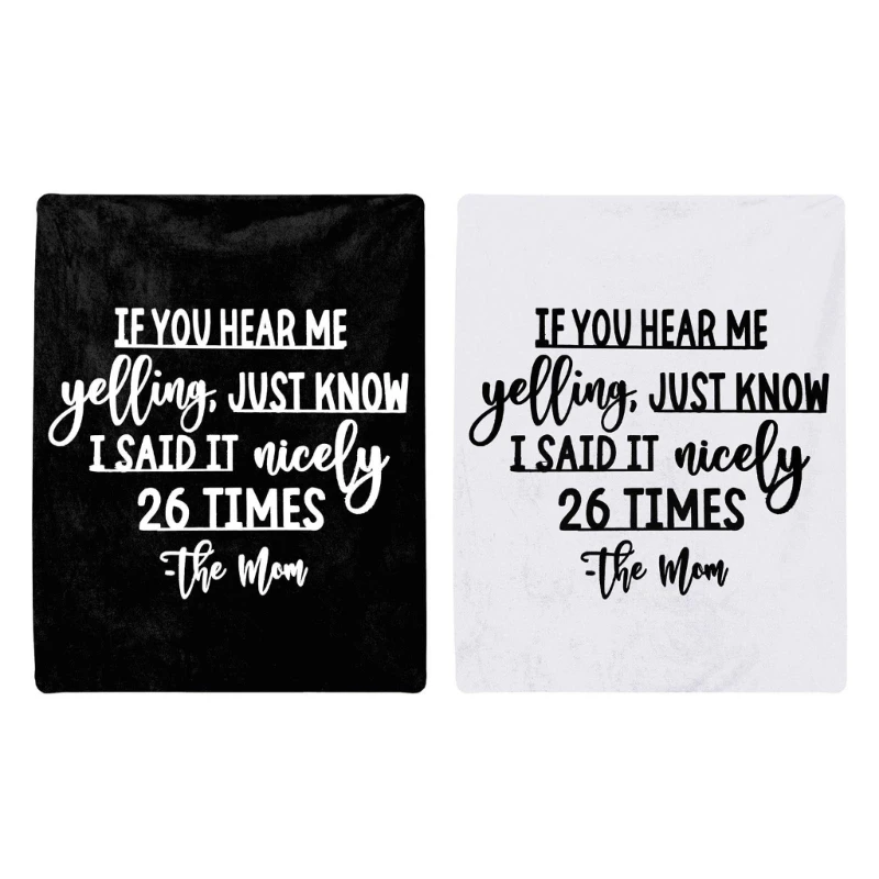 

K92A Funny Inspirational Words Blanket Printed Letters Printed Bed Throws if You Hear Me Yelling Blanket for Travel Camping