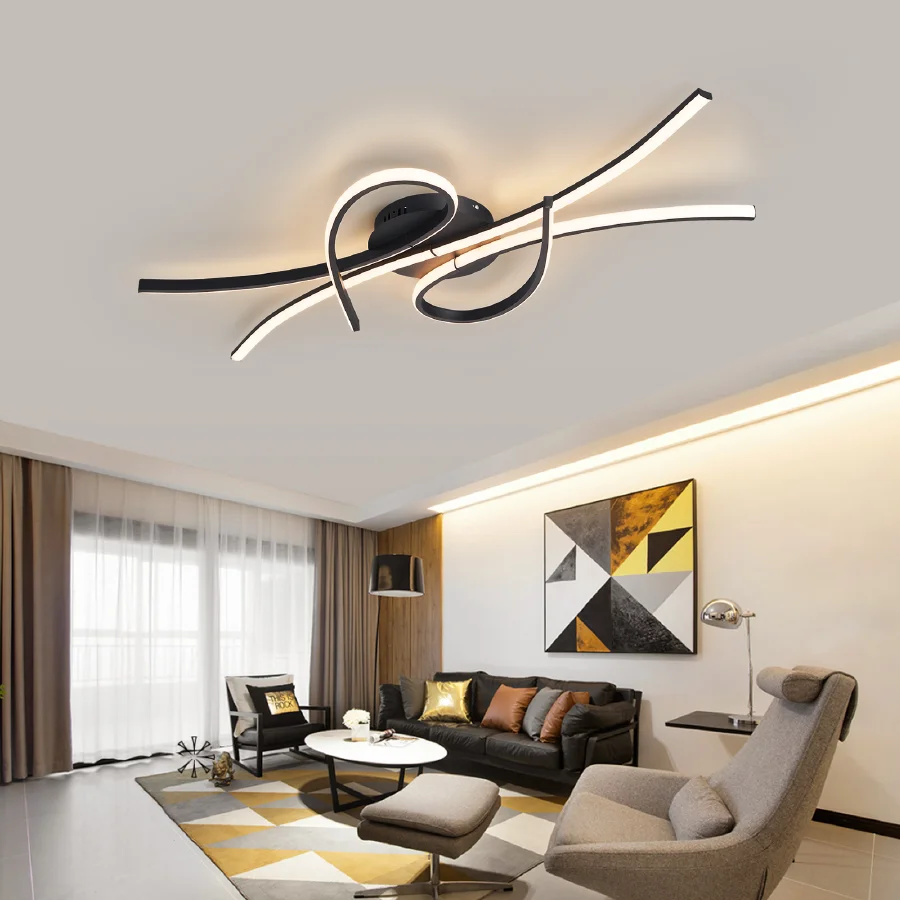 

Smart Home Alexa Modern led Ceiling Lights for living room bedroom study room Matte black or Gold finished Ceiling Lamp fixtures