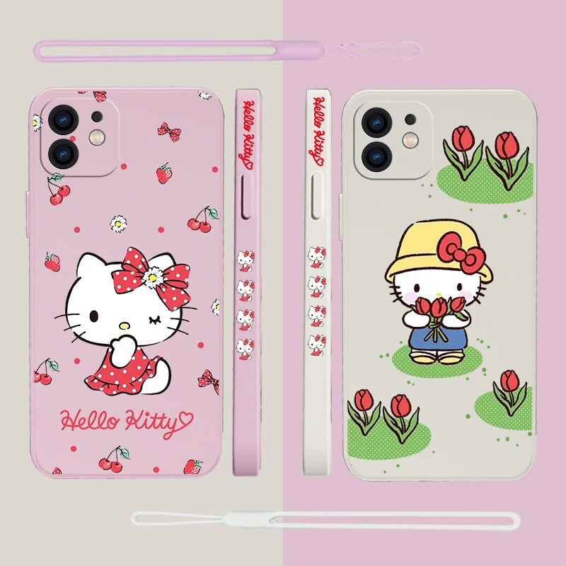 

Sanrio Hello Kitty Phone Case For Xiaomi Redmi Note 12 11 11T 10 10S 9 Pro Plus 10C 9A 9C 9T K40 K50 K60 4G 5G With Hand Strap