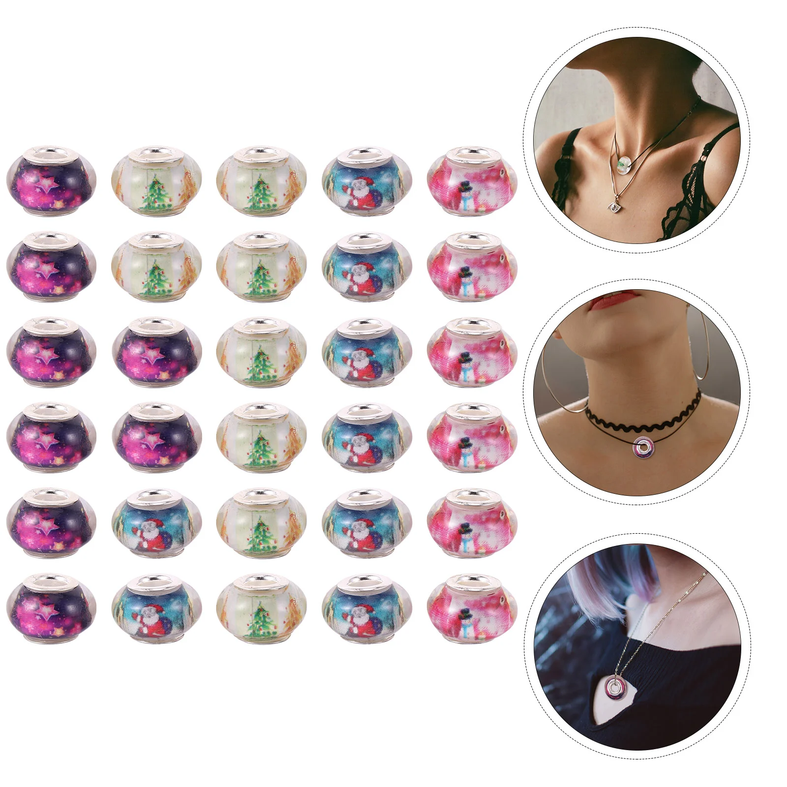 

Beads Spacer Jewelry Glass Large Charms Festival Crystal Spacers Bead Rondelle Hole Bracelet Making Loose Xmas Lampwork