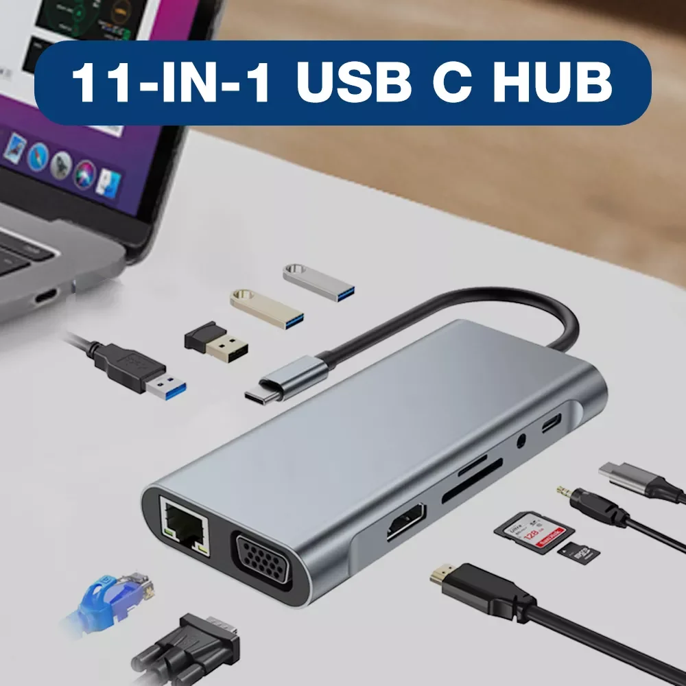 

USB-концентратор Тип C на USB 3,0 PD 100 Вт, зарядка RJ45 VGA HDMI-совместимый адаптер с разъемом 3,5 мм, USB C разветвитель, док-станция