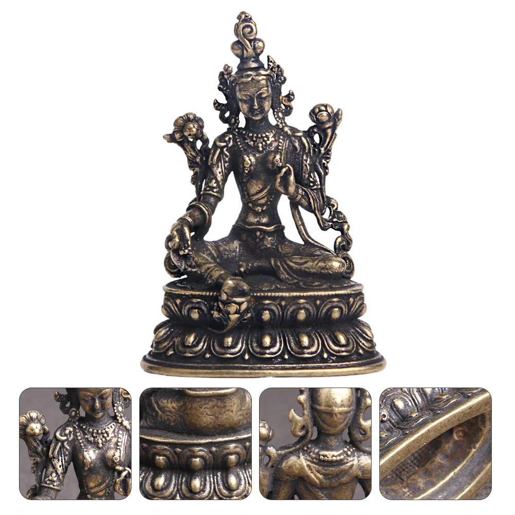 

Figurine Statue Home Decor Monk Ornament Tara Figurines Brasstibetan Sitting Wealth Zen Thai Mini Statues Sculpture Garden Fu