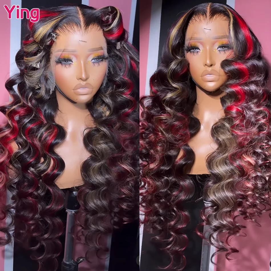 Ying Multicolor Highlight Red Loose Deep  5x5 Transparent Lace Wig 13x4 Lace Front Wig Human Hair 13x6 Lace Front Wig PrePlucked