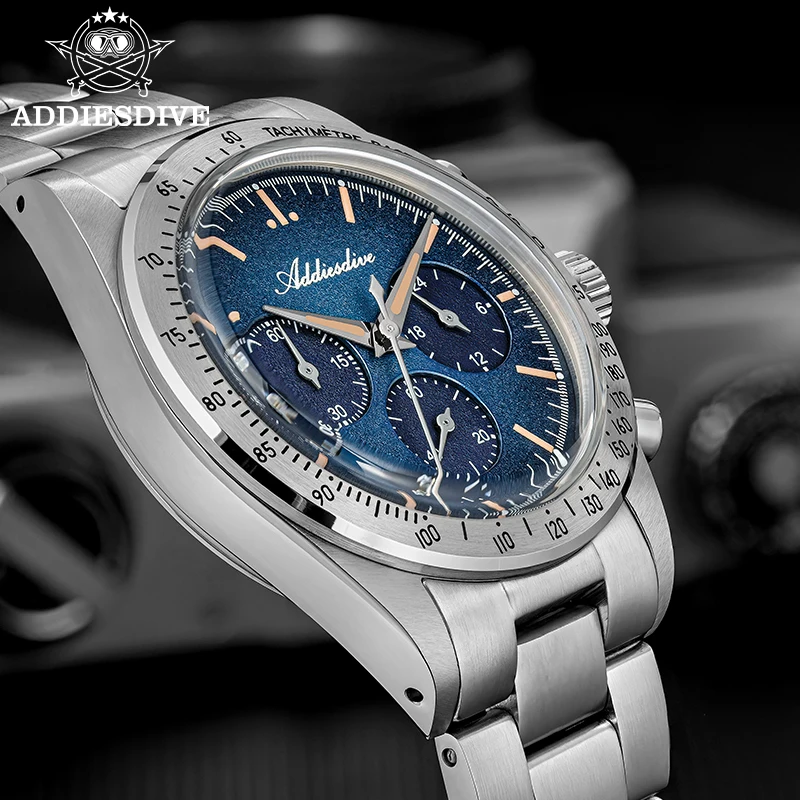 Фото Мужские кварцевые часы ADDIESDIVE AD2552 Japan 0S20 Chronograph с эффектом пузырьков на стекле, из нержавеющей стали, водонепроницаемые, Relogios Masculino №3