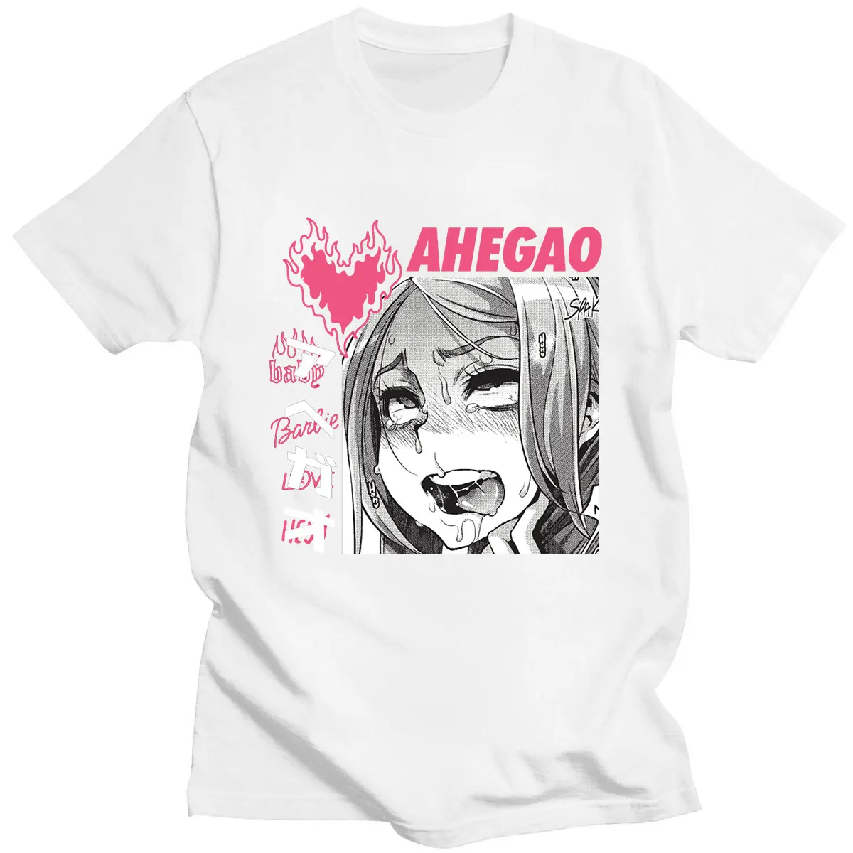 

Hentai Ahegao Japanese Street Anime Costumes Summer Short-sleeved 100% Cotton Couples Loose Casual T-shirt Hip Hop Oversized