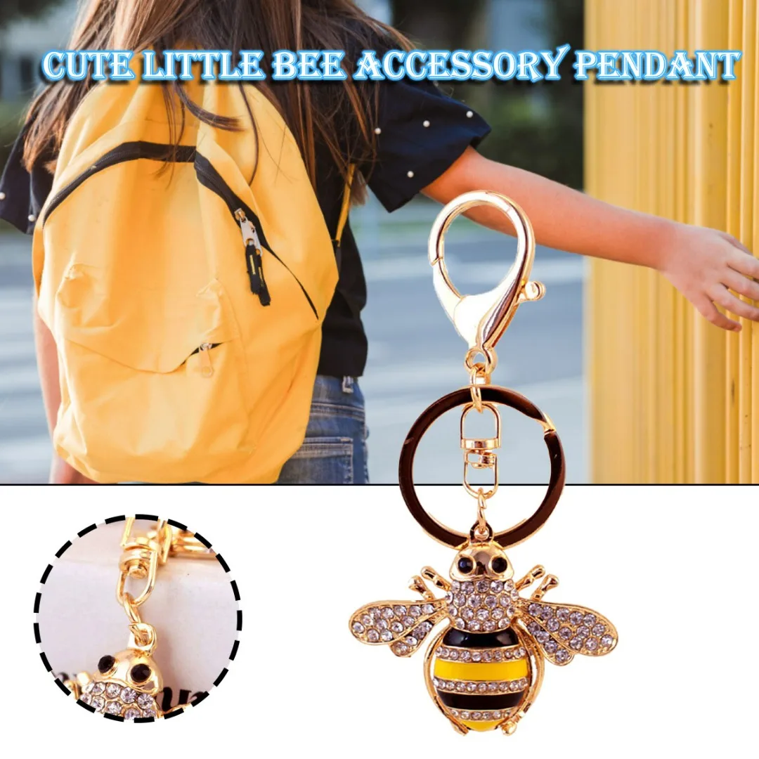 

Brand New Rhinestone Little Bee Keychain Bumble Bee Keyring Animal Key Chain Total Length 10.2cm Height 5.2cm Width 6.3cm