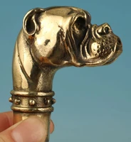 copper brass chinese crafts decoration chinese old bronze hand carved dog animal head statue cane walking stick head