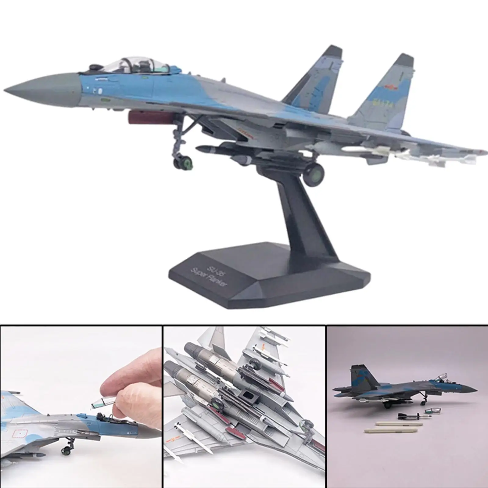 

1/100 SU-35 Aircraft Plane Model with Stand for Office Decor Birthday Gifts