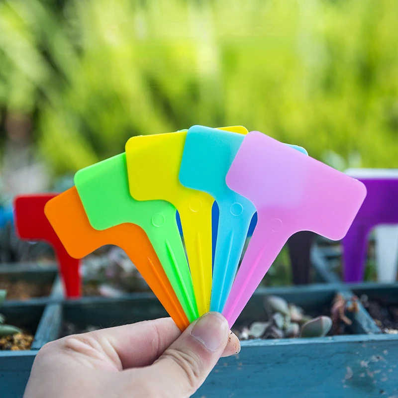 

10pcs/lot T-shaped Plant Markers Thick Plastic Labels Writable Markers Variety Display Potted Plants Gardening Accessories