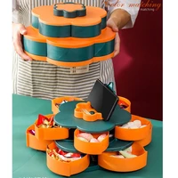 plastic multi functional flower shaped fruit tray %e2%80%8b bouble layer rotating candy box