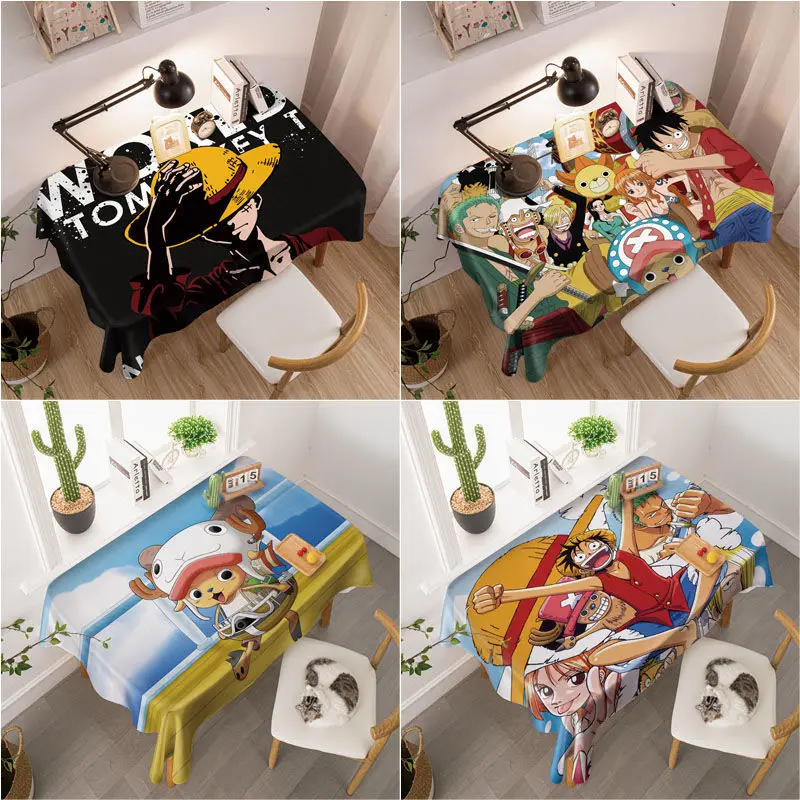 

Cartoon Anime Washable Table cloth Luffy One Piece Dining Tablecloth Computer Desk Student Dormitory Coffee Table Table cloth