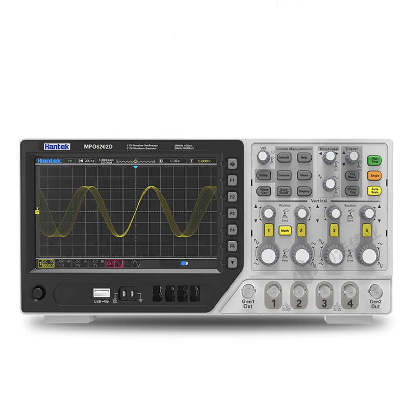 

Hantai portable digital oscilloscope four channel 200M analog broadband 1GSA/s sampling rate storage signal oscilloscope