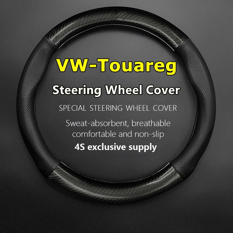 

Non-slip Case For VW Volkswagen Touareg Steering Wheel Cover Genuine Leather Carbon Fiber 4.2 3.0TSI 3.0TDI 2014 2015 2016 2017